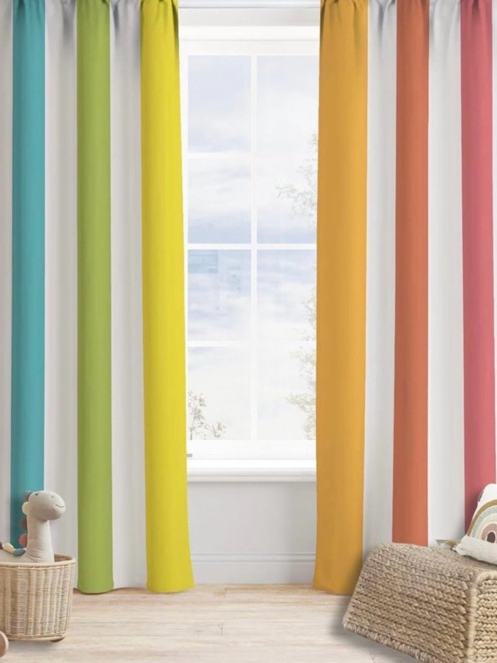 Rainbow Curtains Cute Funny Boho Colorful Stripe Art Print for Kids Girls Boys B